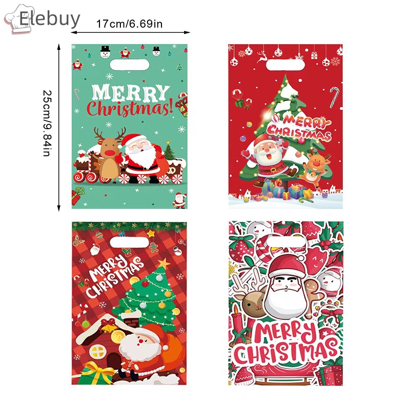 Bộ 10 / 50 túi đựng bánh kẹo ELEBUY trang trí Giáng Sinh năm
