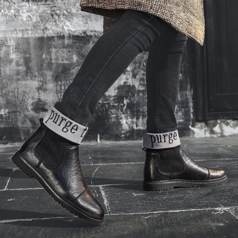 Giày Bốt Da In Hình Đôi Giày Phong Cách Cổ Điển Dành Cho Nam