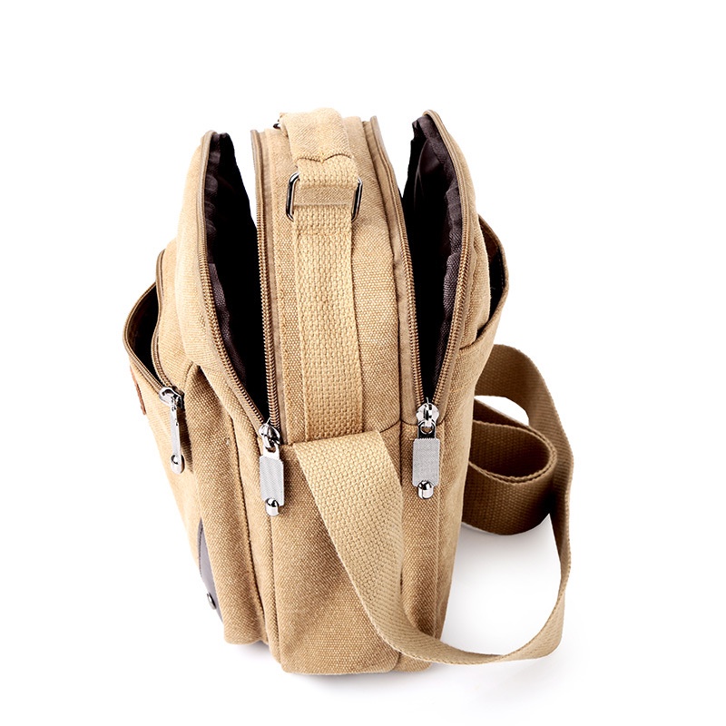 Elacent Túi canvas Đeo Chéo Đa Năng Chống Mòn Thiết Kế Đơn Giản Thời Trang Cho Nam