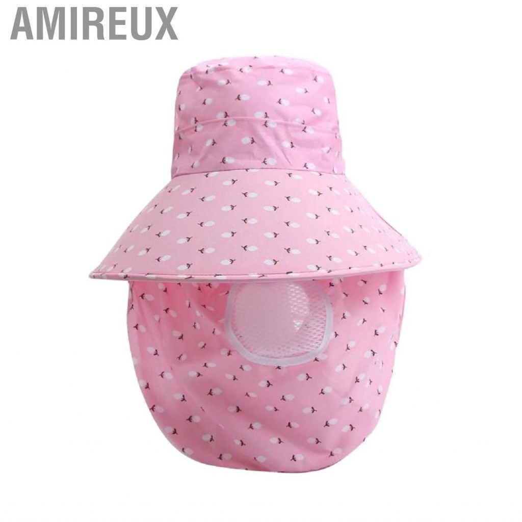 Amireux Sun Hat Wide Brim with Neck Flap Face Cover UV Protection Polyester Summer Cap for Fishing Camping Boating Hiking