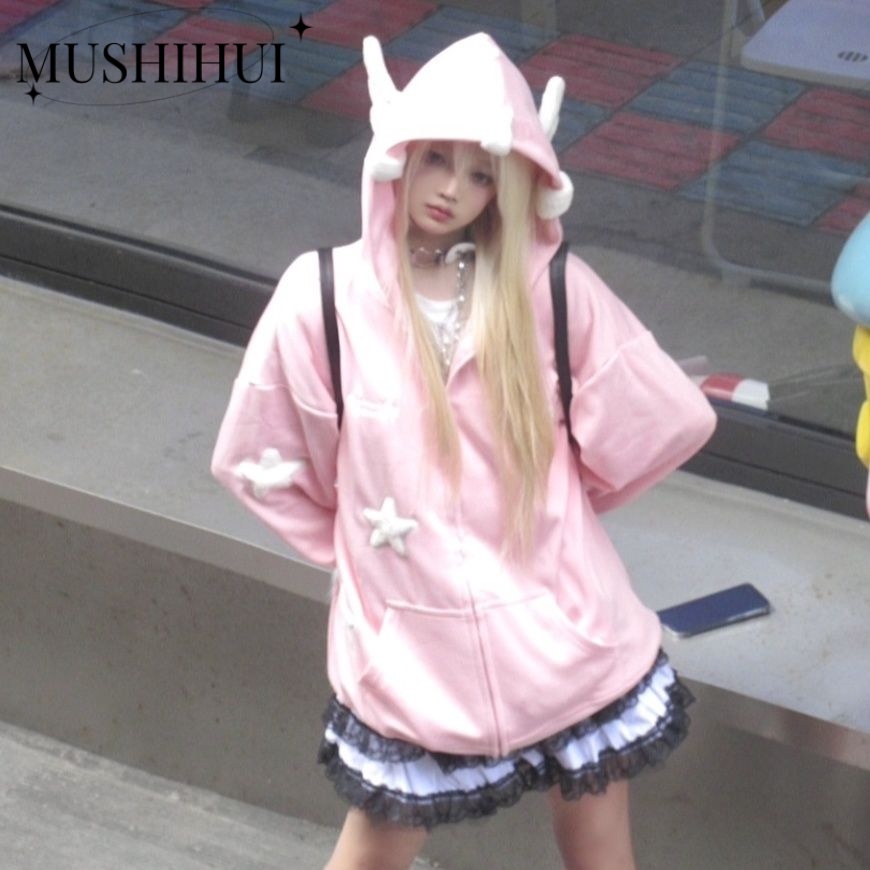 MUSHIHUI Áo Khoác hoodie áo khoác nữ zip hoodie cozy Thông thường Độc đáo Fashion WWY23B0UVO 47Z231124