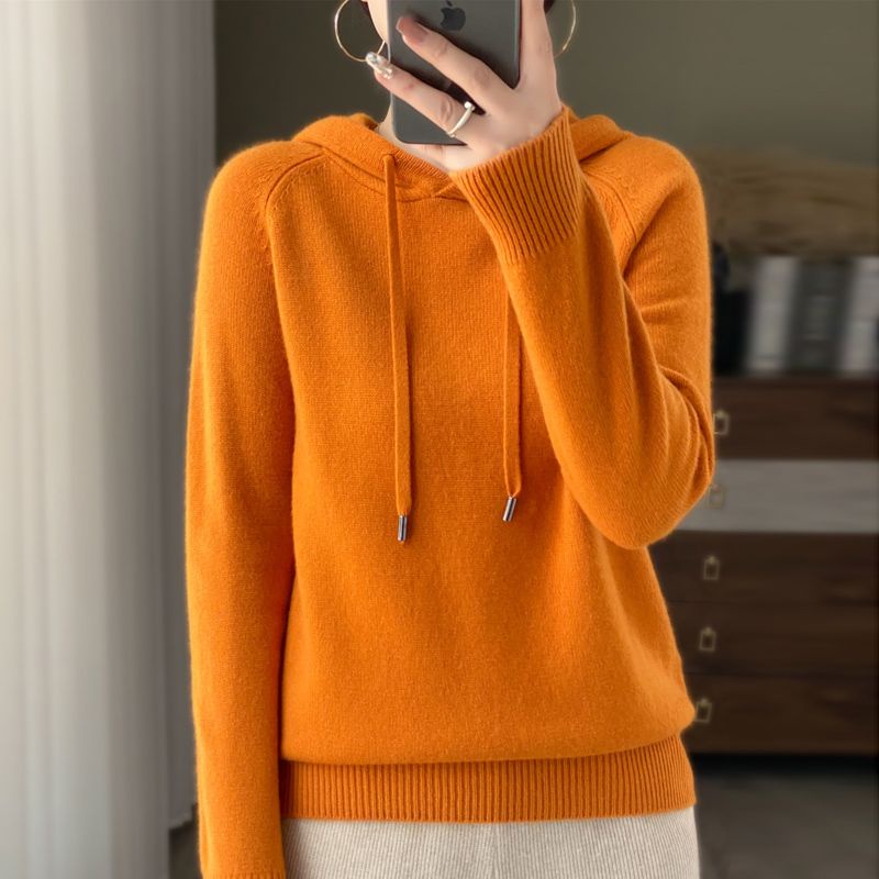 Áo Hoodie Dệt Kim Dày Dáng Rộng Thời Trang Thu Đông Phong Cách Mới Cho Nữ