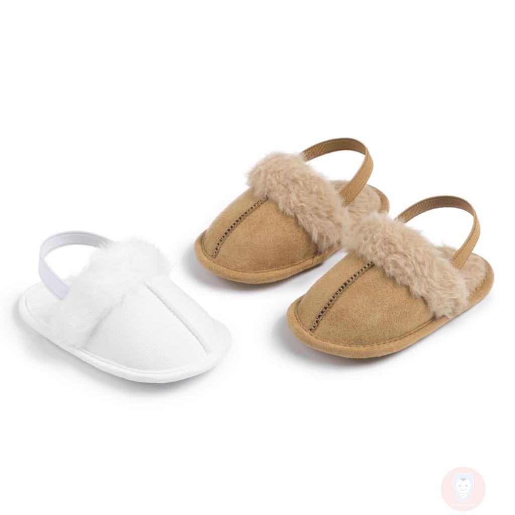 Laa6-giày Đi Bộ Vải Lông Chắp Vá Công Chúa Dễ Thương Dành Cho Bé Gái