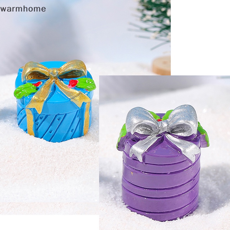 Warmhome Hộp Quà Giáng Sinh mini Bằng Nhựa resin Trang Trí Phong Cảnh diy Cho Sân Vườn Thu Nhỏ rft
