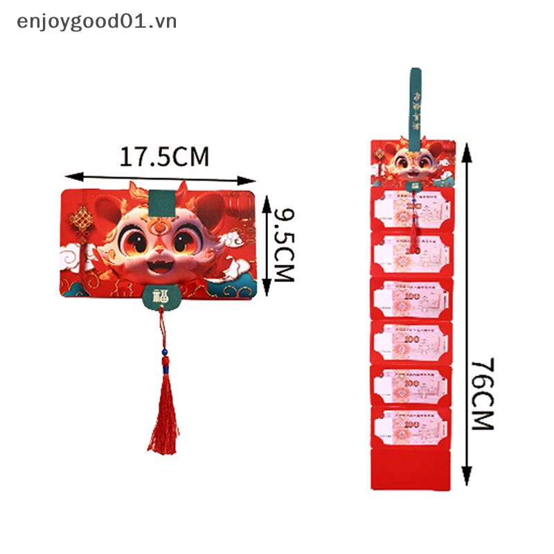 Bao Lì Xì 6 Ngăn Đựng Tiền Giấy Màu Đỏ May Mắn Cho Năm Mới / Đám Cưới / Quà Tặng