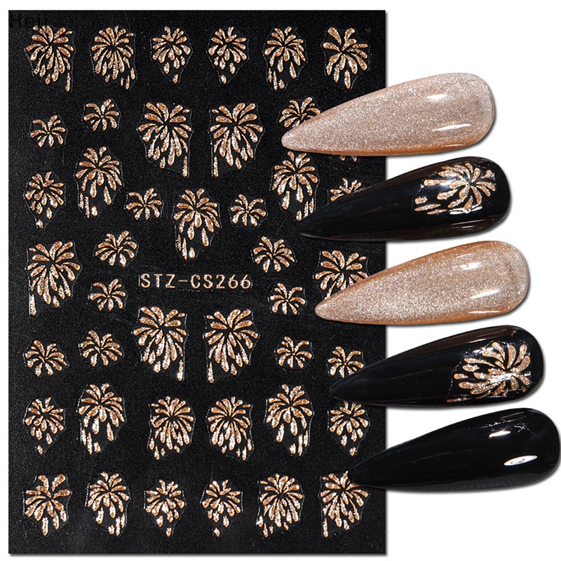 Heji Miếng Dán Trang Trí Móng Tay Hình Hoa Lá Lấp Lánh Nhiều Màu Sắc vn