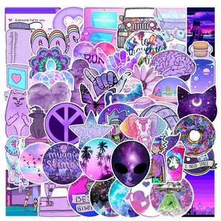 ❉ Good Vibes . Romantic Purple Series 01 Stickers ❉ 50Pcs/Set DIY Fashion Waterproof Doodle Decals Stickers