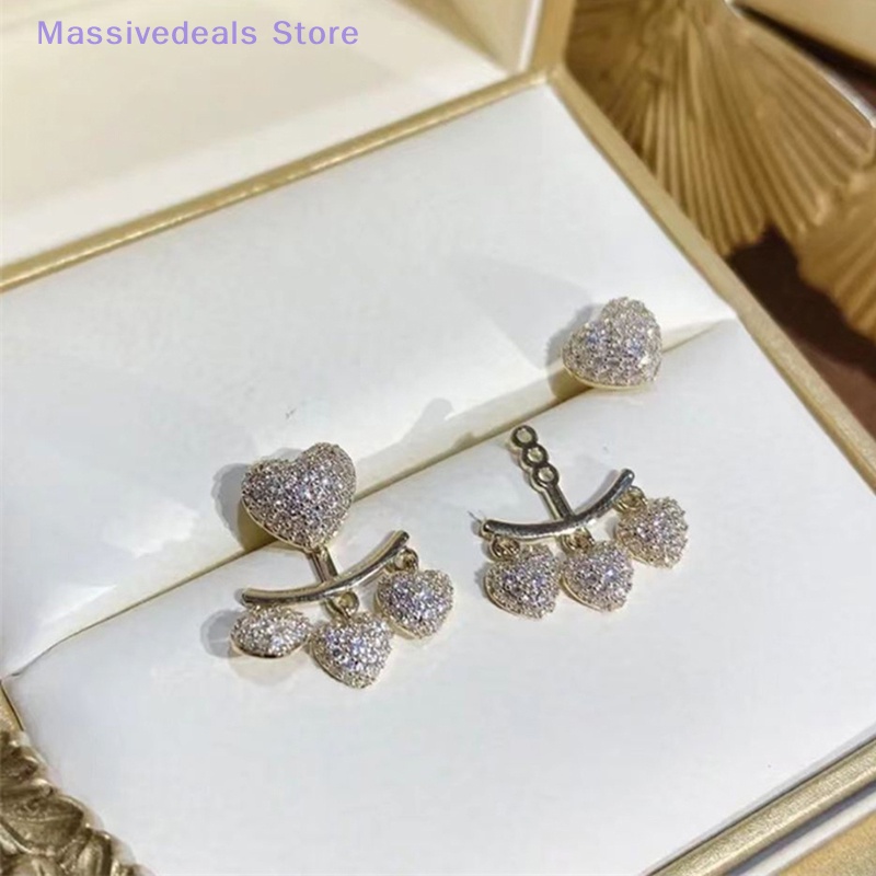 Bông tai JULYHOT hình trái tim đính đá zircon thanh lịch thời trang mới