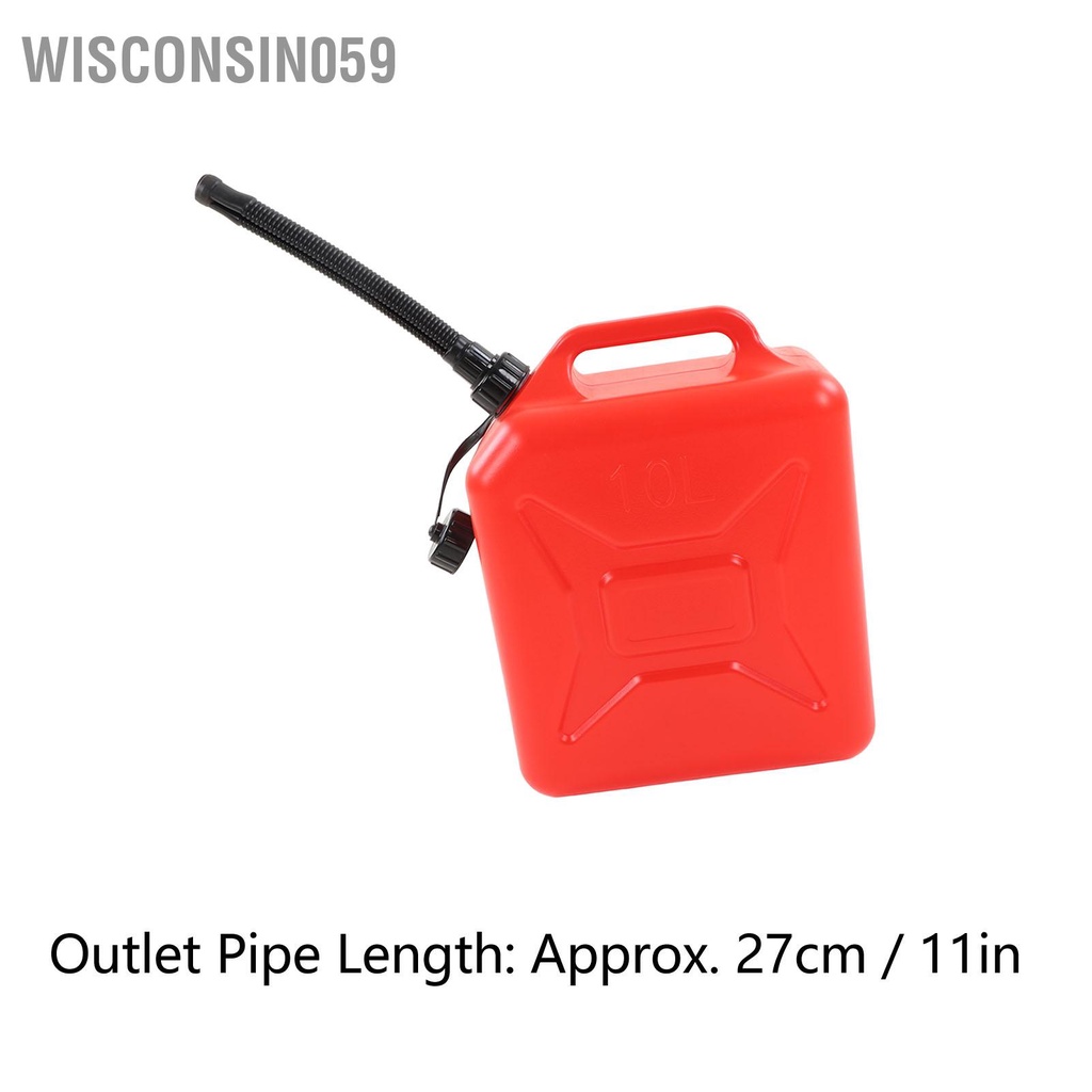 Wisconsin059 Bình nhiên liệu 2 6 gallon 10L màu đỏ có vạch chia độ dày Chất chống cháy ABS chứa khí lỏng