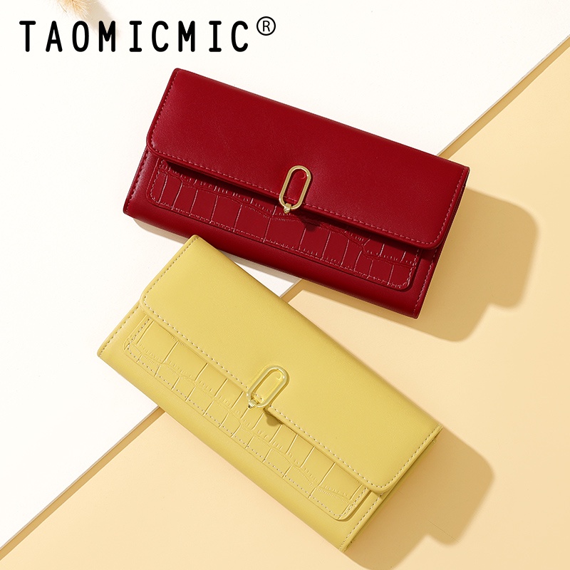 Ví Da pu Cao Cấp Dáng Dài Có Nhiều Ngăn Đựng Thẻ Và Khóa Cài Thời Trang Cho Nữ