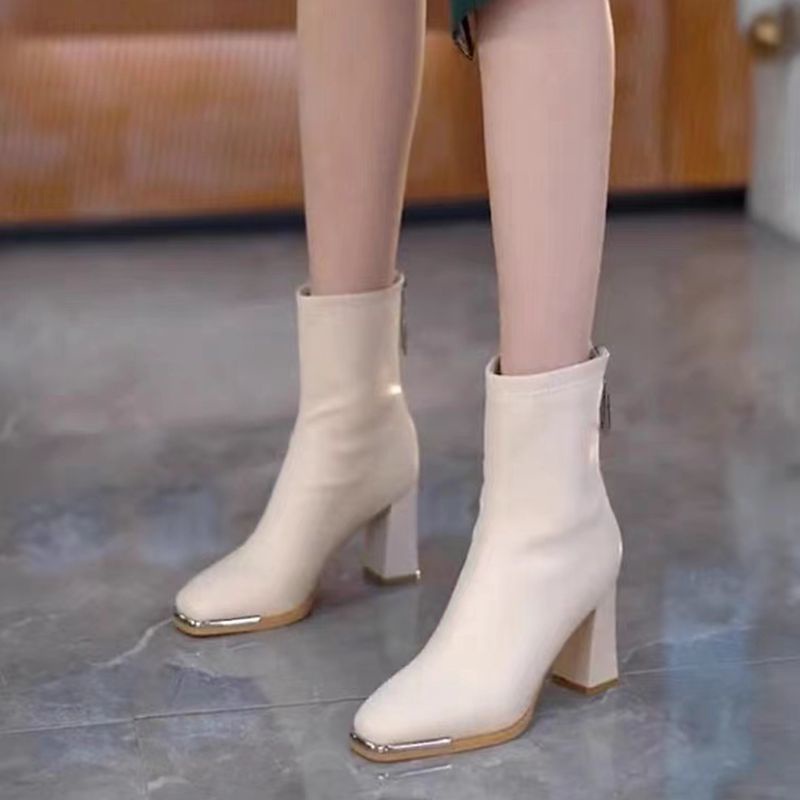 Bốt Cao Gót Mũi Vuông Thời Trang Mùa Thu Đông Anh Quốc 2023