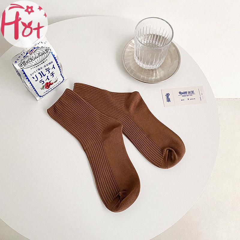 Jr Tất cotton Cổ Cao Thời Trang Thu Đông Phong Cách retro Cho Nữ