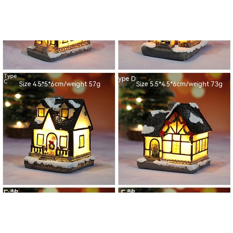 Ngôi Nhà Nhỏ Bằng Nhựa resin Phong Cách Giáng Sinh Mới Trang Trí Phong Cảnh Thu Nhỏ Quà Tặng Giáng Sinh ghi8
