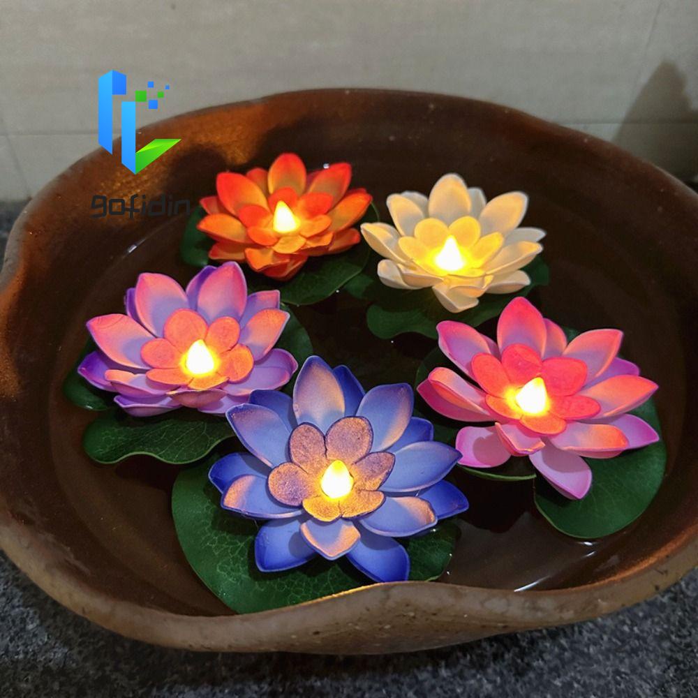 Gofidin Đèn led Nổi Hình Hoa Sen Điện Tử 10cm Chống Nước