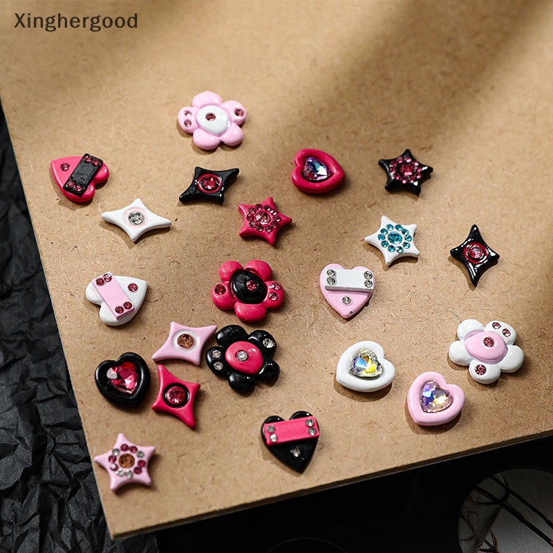 Xinghergood Set 5 Phụ Kiện Trang Trí Móng Tay Nghệ Thuật Hình Ngôi Sao / Trái Tim 3d Màu Kẹo Ngọt Ngào Xinh Xắn xhg
