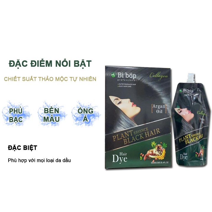 Thuốc nhuộm tóc BI-BOP phủ bạc túi 500mlx2 ăn bạc 100% hàng công ty Lamyra