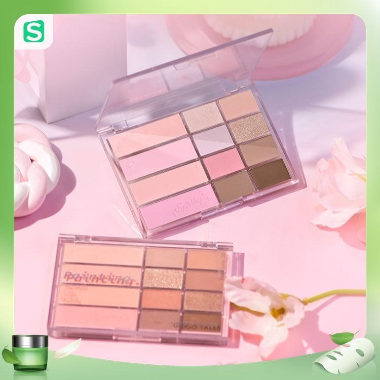 Bảng phấn mắt phấn má 12 màu GOGO TALES Painting GT642 xinh xắn tiện lợi