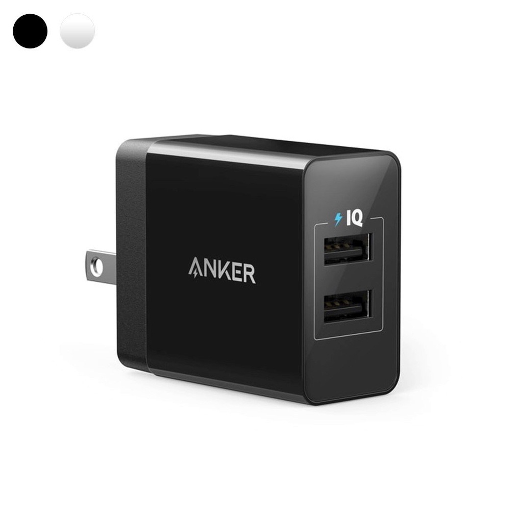 Cốc Sạc Adapter Sạc 2 Cổng Anker Power Port 2 Lite 12W - Củ sạc  Anker A2129 - Hàng Chính Hãng - Bảo hành 18 Tháng