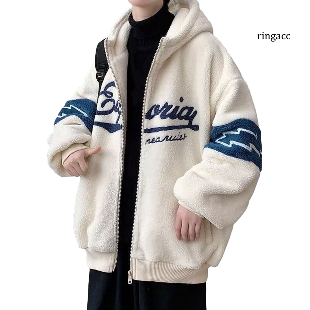 Áo Khoác cardigan Tay Dài Có Nón Trùm Khóa Kéo Trang Trí Chữ Trang Trí Dày Dặn Ấm Áp Mùa Thu Đông Cho Nam