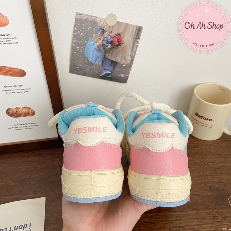 🍓  Giày Dây Thừng Màu Xanh Hồng Mũi Tròn Đi Học Giày Da Hàng Loại 1