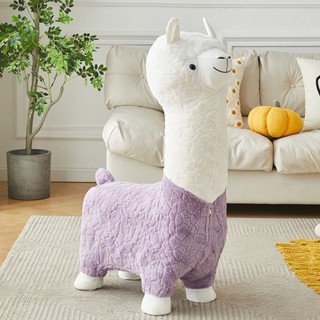  Hỏa Tốc - Ghế lạc đà Alpaca lông cừu 105cm Ghế ngồi hình con vật khung gỗ 