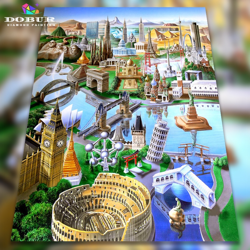 DOBURG | Bộ tranh kim cương | World Landmark 5D DIY Tròn / Vuông Full Khoan Canvas Với Số Thủ Công Q