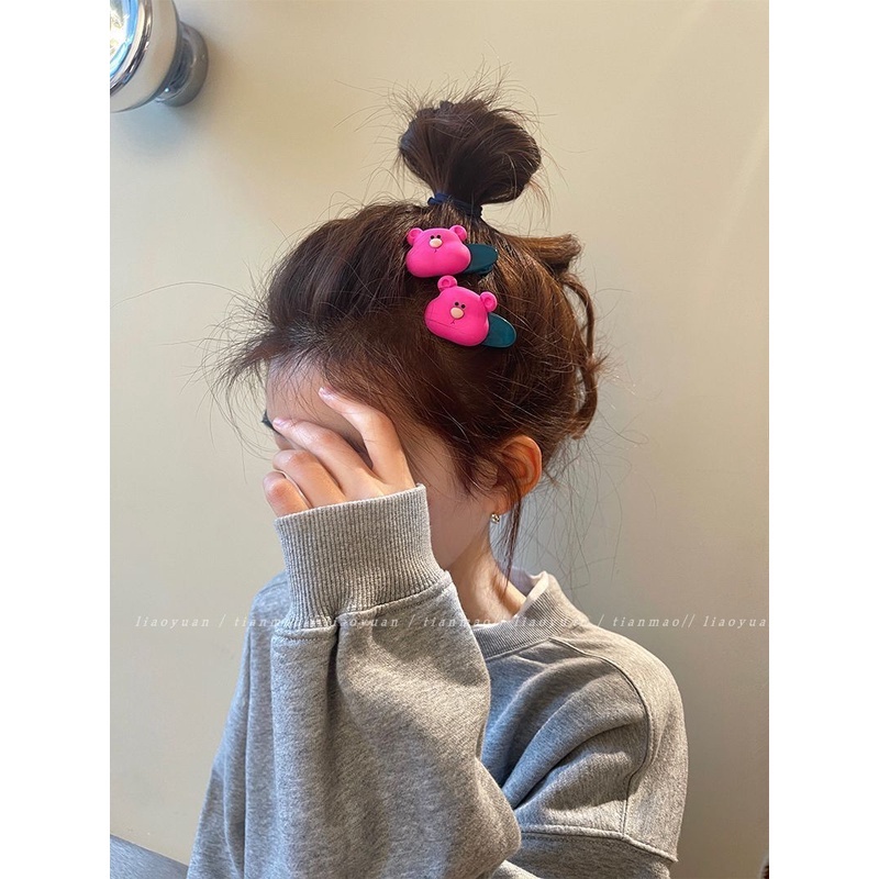 Kẹp Tóc Màu Sắc Ngọt Ngào Hình Chú Gấu Dễ Thương Cho Nữ