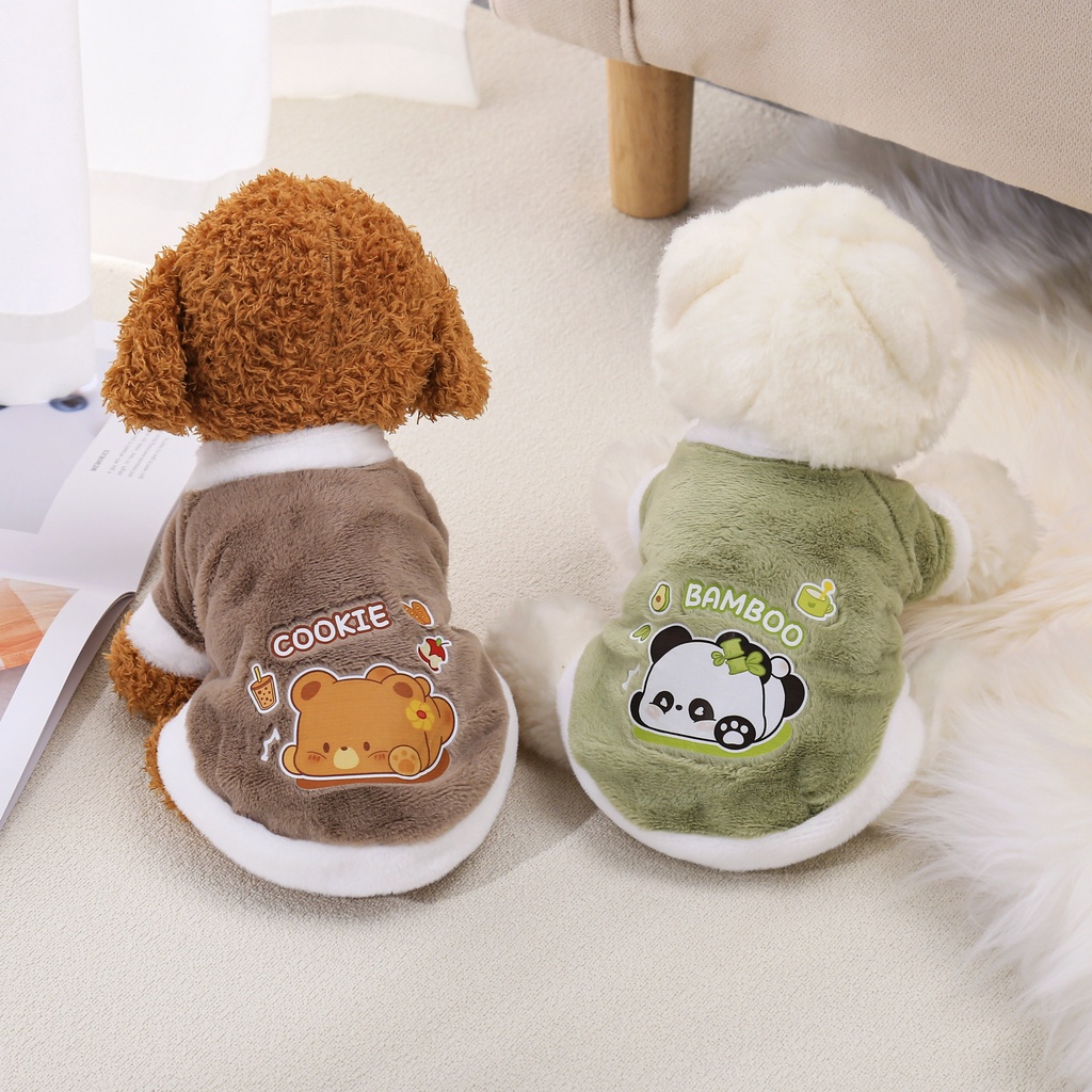 Áo Khoác Bông Giữ Ấm In Hình Động Vật Dễ Thương Cho Thú Cưng