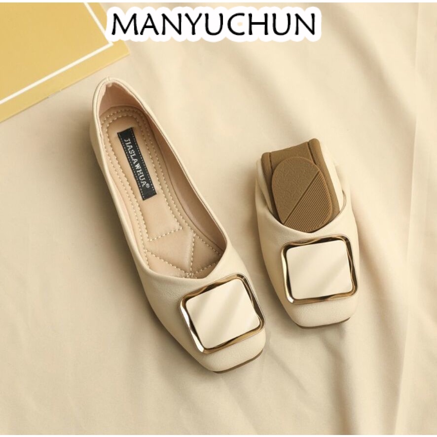 MANYUCHUN Giày Búp Bê Da Cao Cấp Phong Cách Pháp Thanh Lịch Dành Cho Nữ da mềm Sal thời trang công sở đẹp cao cấp Đa màu sắc Nhẹ Phối màu tinh tế Điểm nhấn FBL23C0BH7 50Z231215