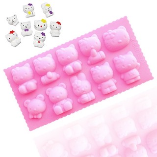 SG - Khuôn silicon mèo hello kitty gấu thỏ làm bánh pudding socola rau câu
