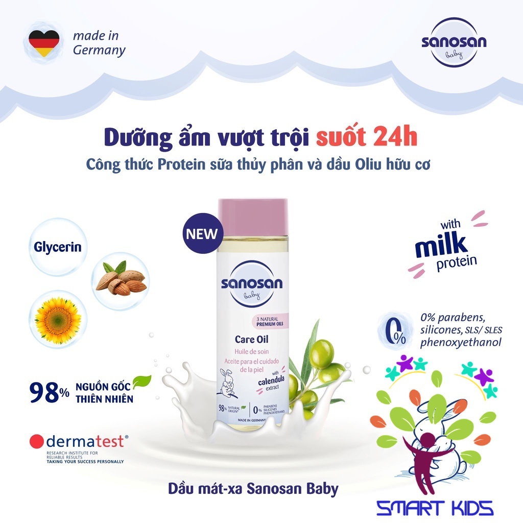 Dầu mát xa sanosan baby care oil 100ml và 200ml