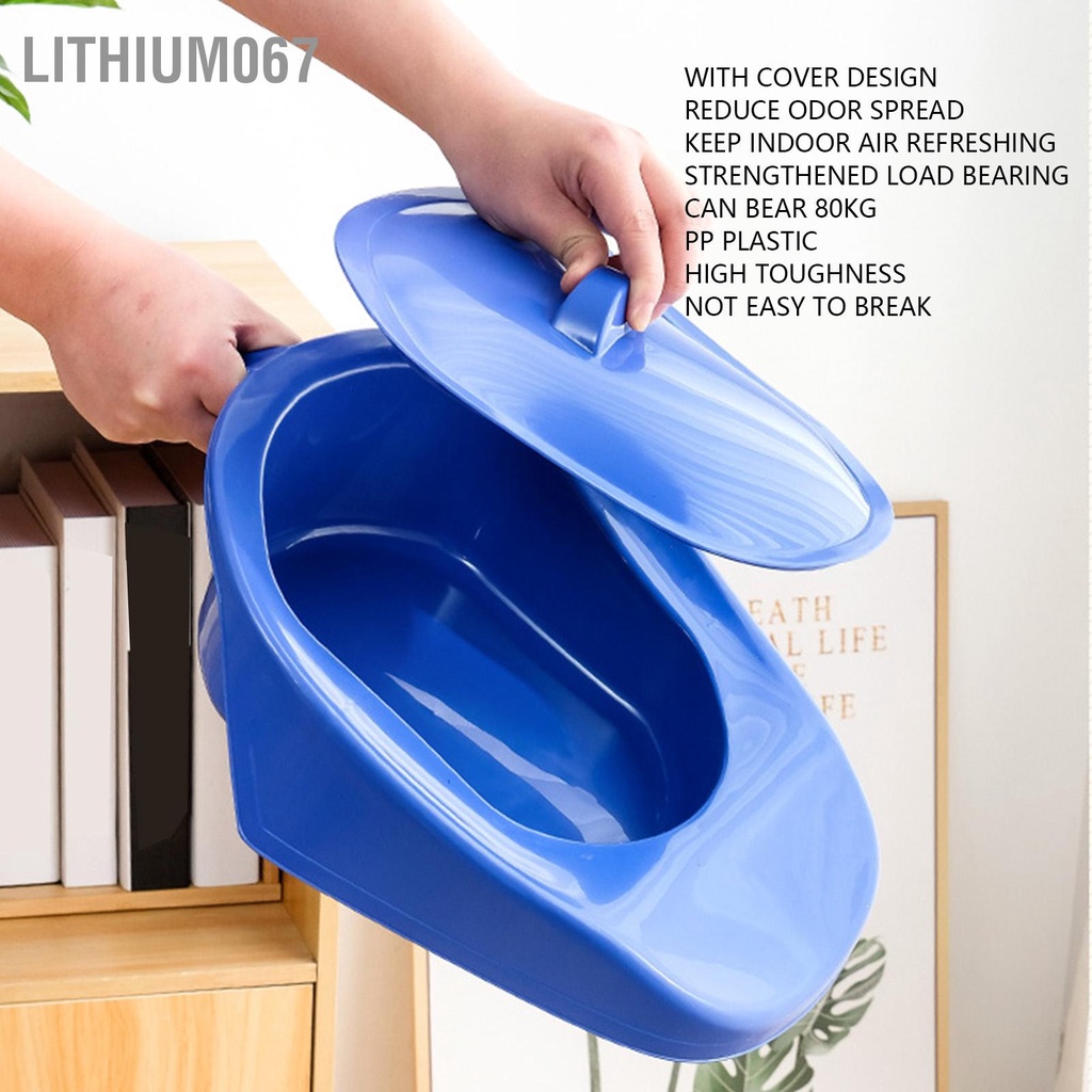 bô người lớn bô nằm đi vệ sinh tại giường PP Bedpan di động êm ái có nắp đậy dành cho người cao tuổi phụ nữ mang thai - Lithium067
