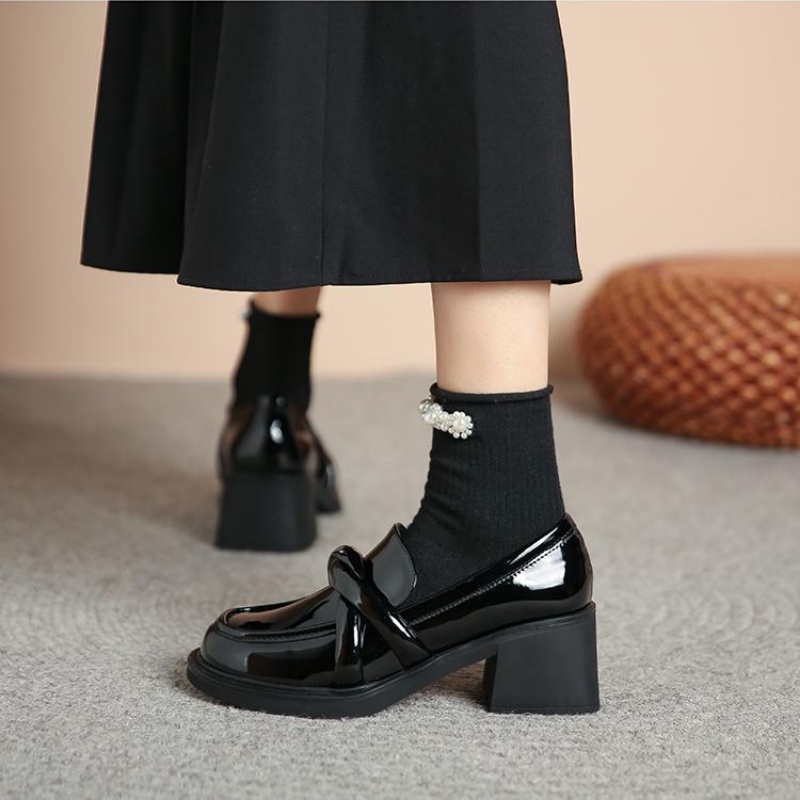 Giày Lười Da Đế Dày Thời Trang Xuân Thu Phong Cách retro Cho Nữ