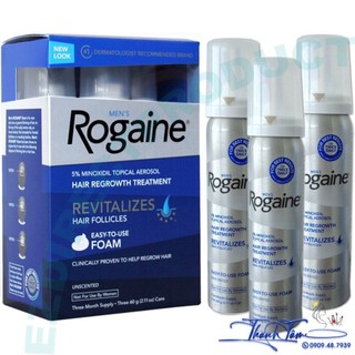 Set 3 Kem bọt mọc râu, tóc Nam Rogaine Minoxidil 5% Foam 3x60ml