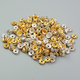 Set 80 / 40 hạt pha lê tròn 6 / 8mm màu vàng / bạc làm trang sức diy