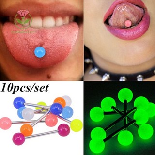 Set 10 khuyên lưỡi / lưỡi / cơ thể dạ quang độc đáo cá tính