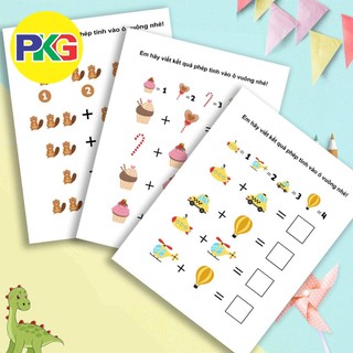 Bộ thẻ học phép tính dưới 10 với hình ảnh trực quan sinh động - flash card cho bé th101