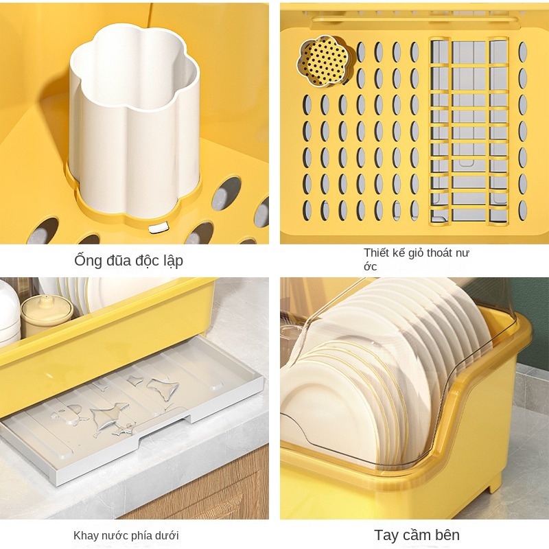Giá Úp Chén / Tô / Đũa / Đồ Dùng Nhà Bếp Cỡ Lớn Chống Bụi Có Nắp Đậy Tiện Dụng