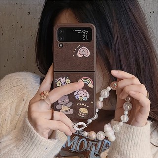 Ốp Điện Thoại Da Chống Sốc Có Vòng Tay Hình Động Vật Dễ Thương Cho Samsung Galaxy Z Flip 5 4 3 Z Flip5 ZFlip5