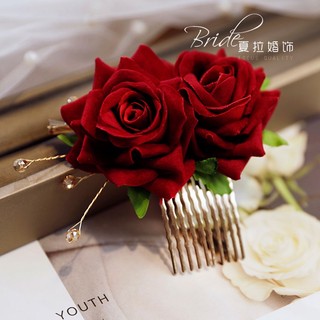 Lược cài tóc hình hoa hồng dành cho cô dâu