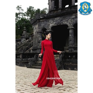 Ave maria Áo dài Tết 2024 chifron 4 tà, áo dài đỏ ôm và tôn dáng