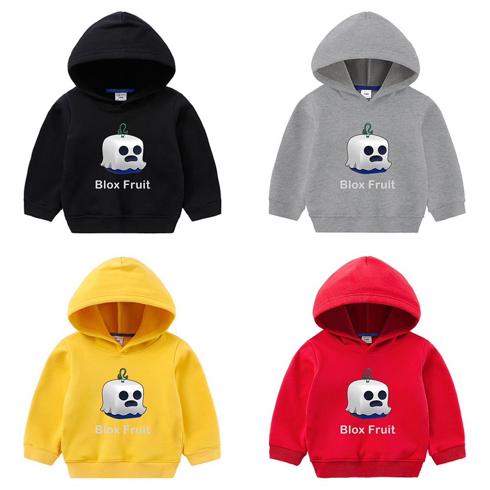 Dingyuan Ghost Fruit Blox Fruit Áo Hoodie trẻ em Đơn giản hoạt hình giản dị Áo khoác bé trai và bé gái hàng đầu