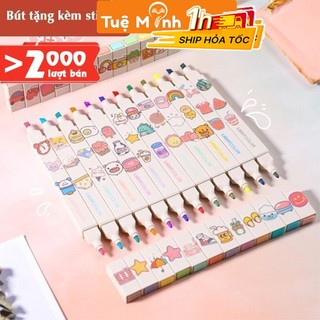 Bút highlight 2 đầu Light Color đánh dấu màu pastel HI06 màu tone pastel nhẹ nhàng