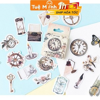 Hộp sticker hồi ức phong cách retro nhãn dán trang trí bullet journal STI50 Tuệ Minh