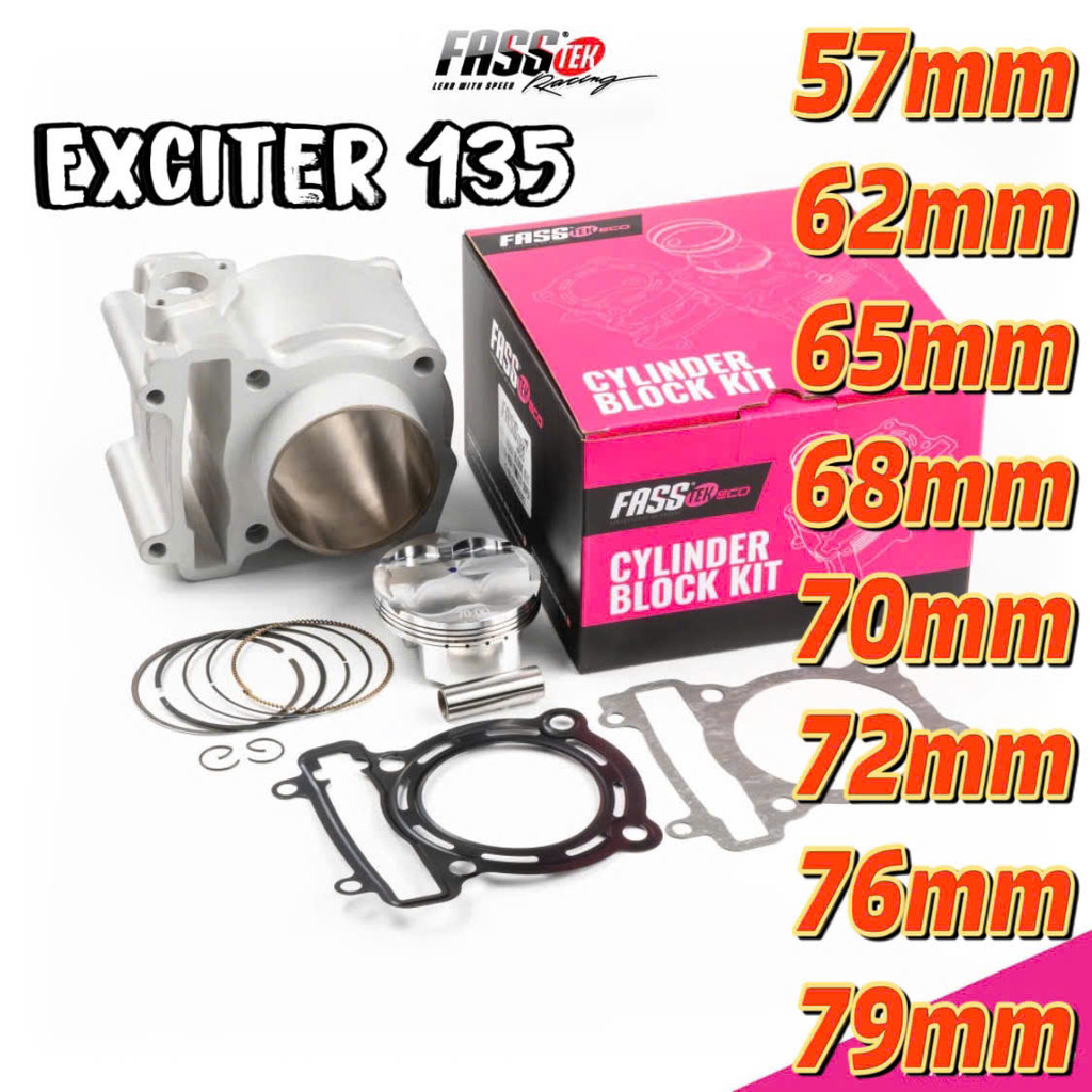 Bộ nòng kiếng lòng PHỔ THÔNG Fasstek Racing  trái nén 57,62,65,68,72,74,76,78.80 Exciter EX135 EX150