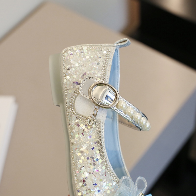 Giày Búp Bê Đế Mềm Đính Kim Sa Lấp Lánh Cho Bé Gái 2-12 Tuổi