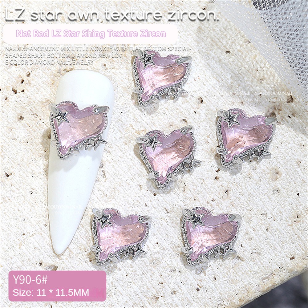 Hợp kim móng tay Phụ kiện kim cương Miếng dán móng tay Dây chuyền   yêu Nơ Kim cương hồng Trang trí móng tay firstonly