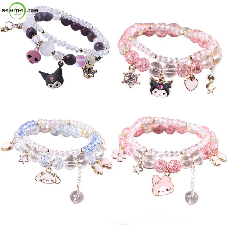 Vòng Tay Pha Lê Sanrio Melody Kuromi Cinnamoroll Dễ Thương Cho Cặp Đôi