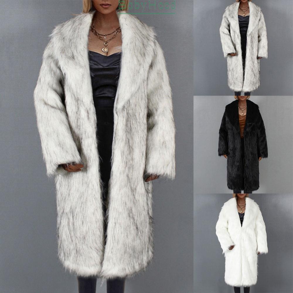 Winter New Women Long Suit Collar Overcoat Loose Fashion Elegant Faux Fur Coat#BBHOOD