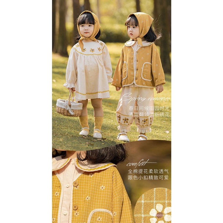 Set Áo Sơ Mi Cổ Búp Bê Và Đầm Thời Trang Mùa Thu Cho Bé Gái